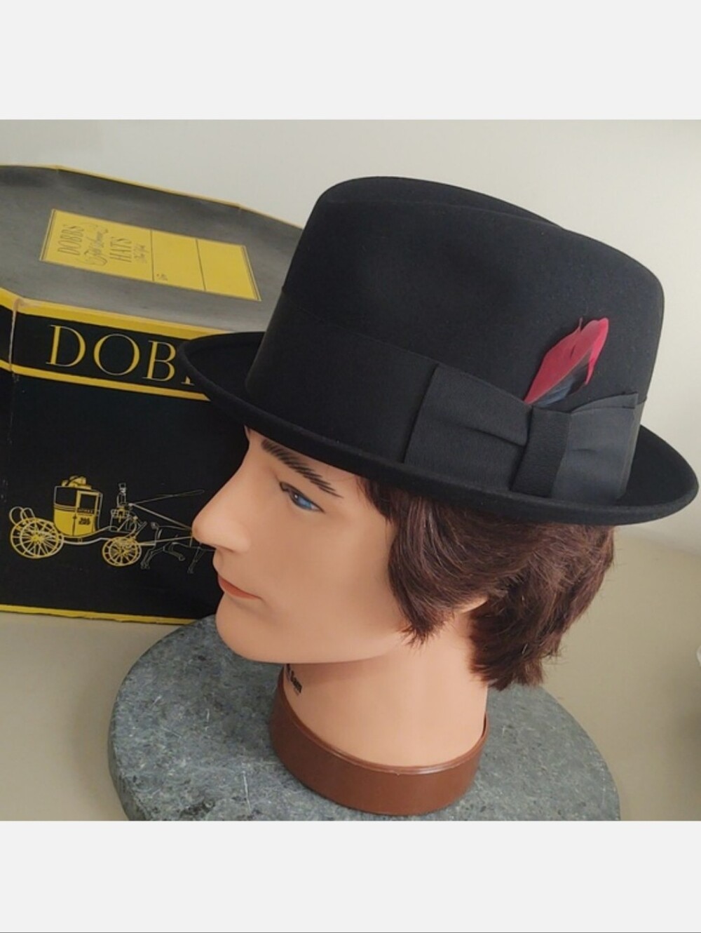 VINTAGE Dobbs Fifth Avenue New York Mens Fedora Black 7 1/8 With Box